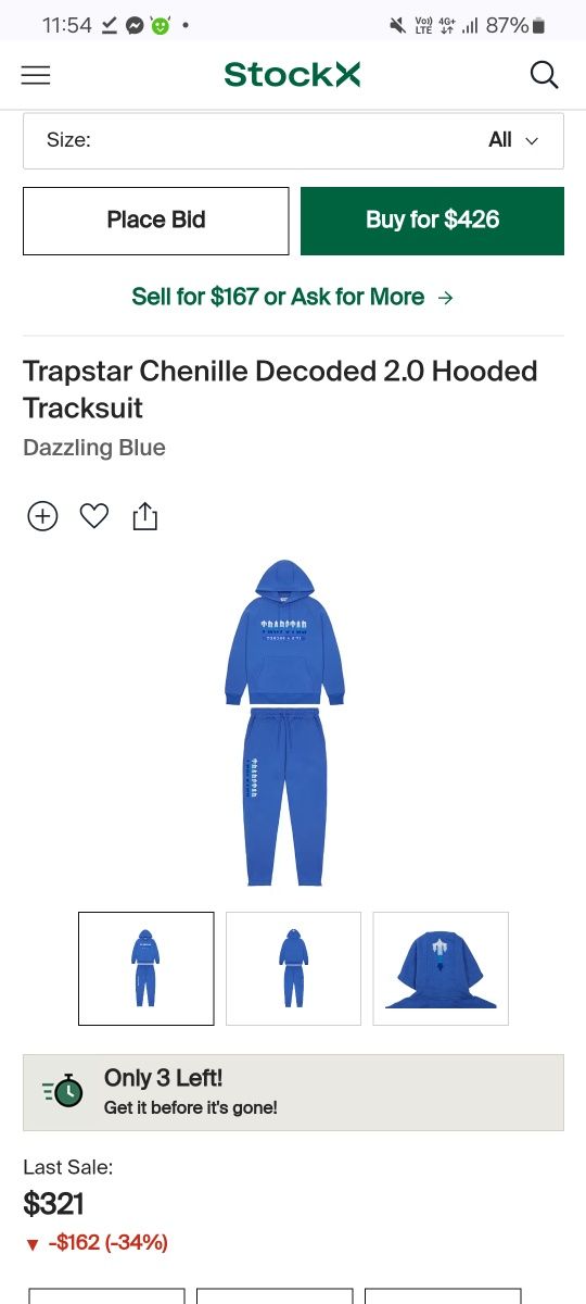 Tracksuit Trapstar Chenille 2.0 Dazzling Blue