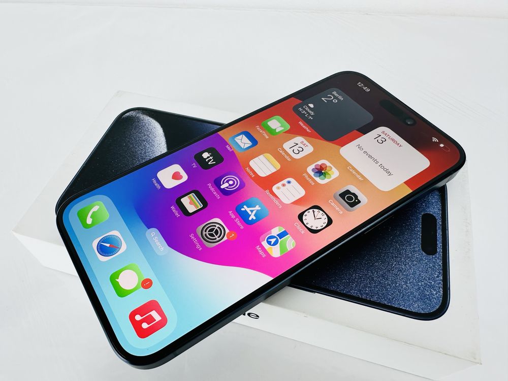 Apple iPhone 15 Pro Max 256GB Blue Titanium 100% Battery! Гаранция!