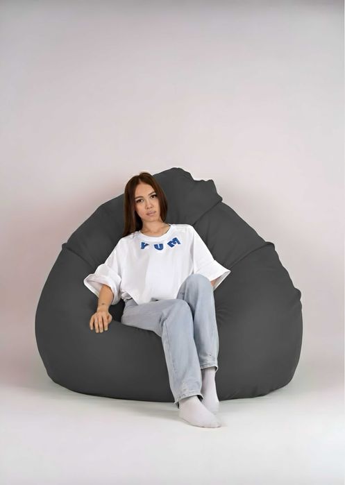 Бин Бэг, Кресло Мешок, Bean bag, Пуфик, XXXXL 160x100, Темно-серый