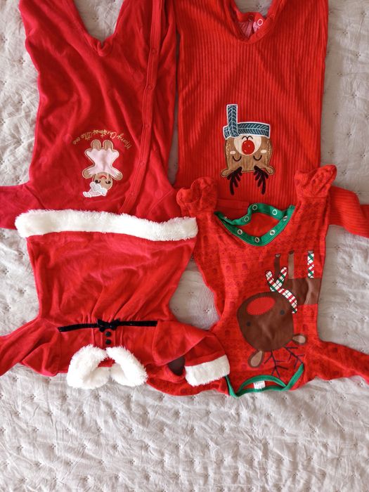 Коледни ромпъри, рокличка и яке 56/62 размер