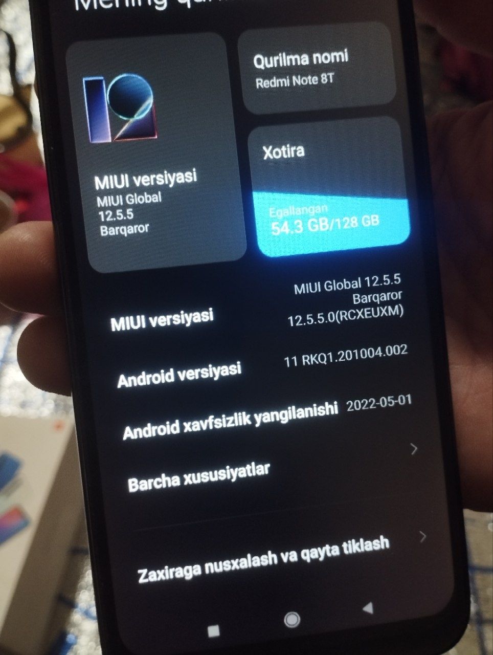 Redmi note 8 T sotiladi xotirasi 128 GB operativ xotirasi 6 kamera48mp