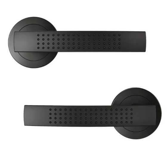 Maner tip rozeta pentru usa interior, Louna, aluminiu, negru