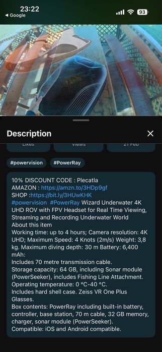 Drona subacvatica Powervision 4k & SONAR - pachet complet