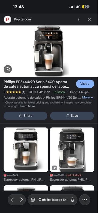 Espressor automat Philips LATTE GO 5400 seria EP5444/90