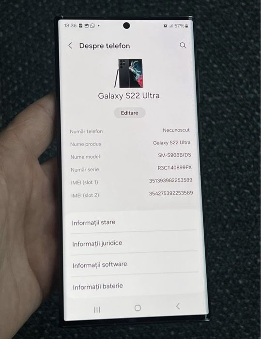 Telefon Samsung Galaxy S22 Ultra Impecabil ca Nou 5G 128GB Pret fix