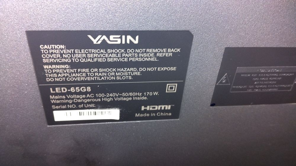 Телевизор Yasin 65" на запчасти