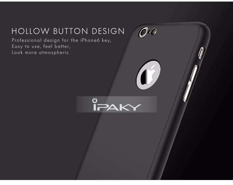 Husa 360º iPaky pentru iPhone 6/6S cu folie de protectie - Negru