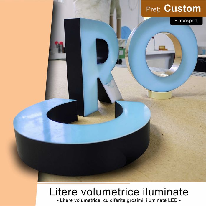 Litere volumetrice, simple sau iluminate LED. Reclame luminoase
