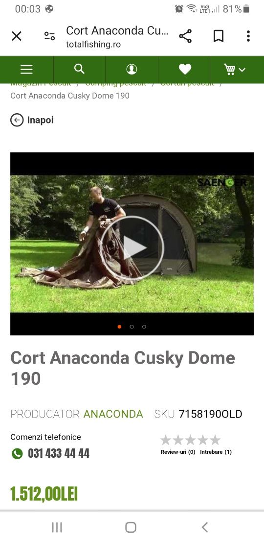 Vând cort Anaconda