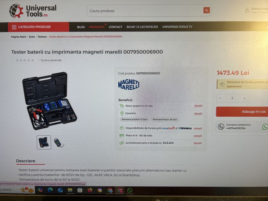 Test baterie cu imprimanta