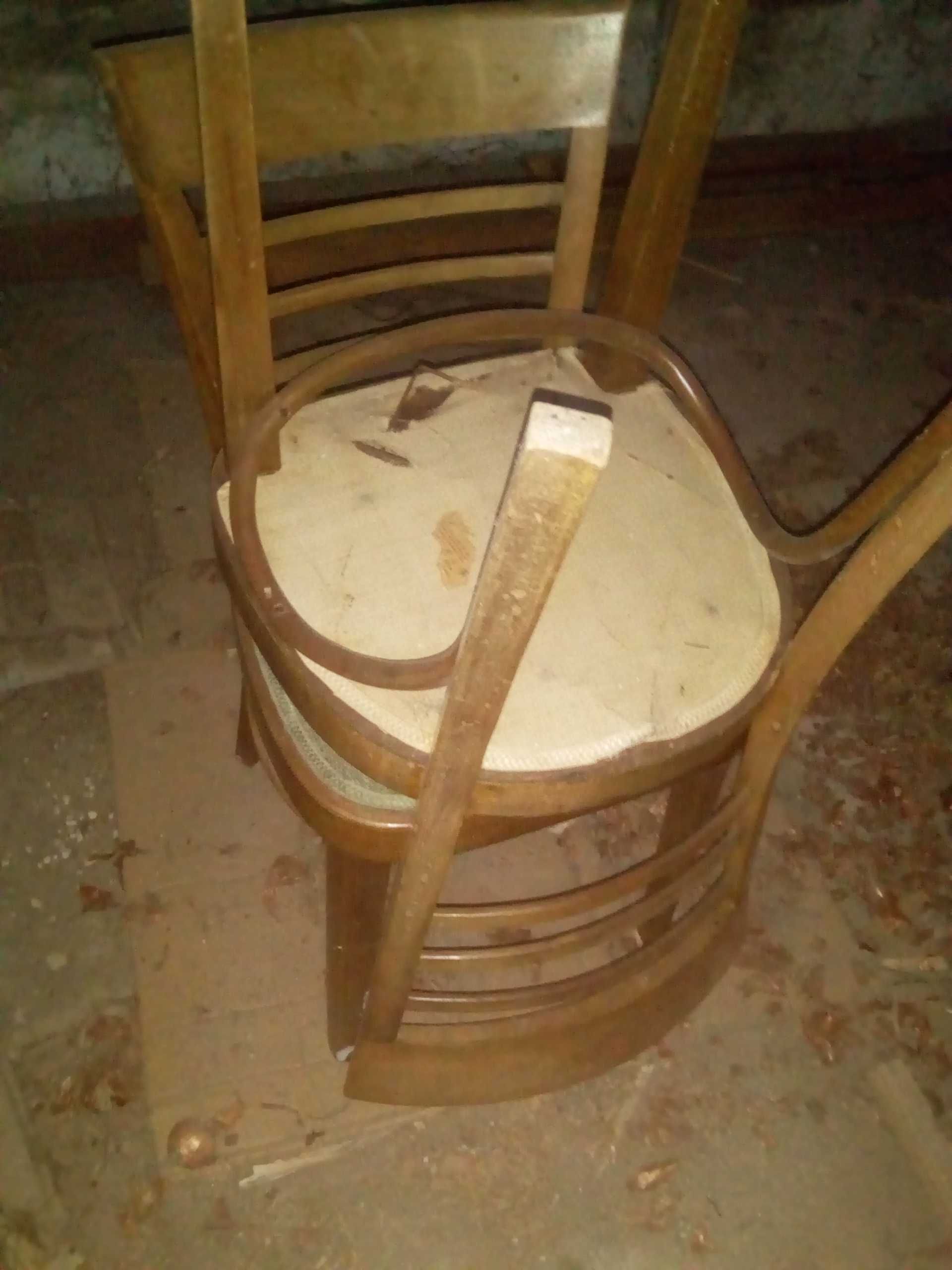 Set 5 scaune vechi din lemn curbat de stejar pe arcuri nerestaurate