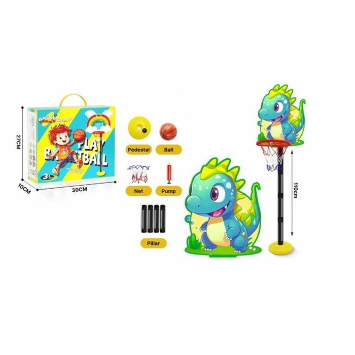 Детски Баскетболен кош на стойка с помпа и топка 109см дино полицейски