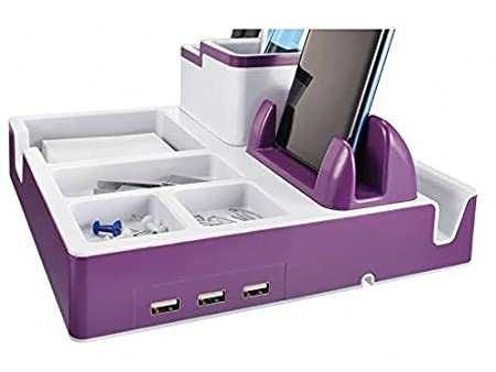 Organizator de birou cu suport telefon cu 3 USB hub usb