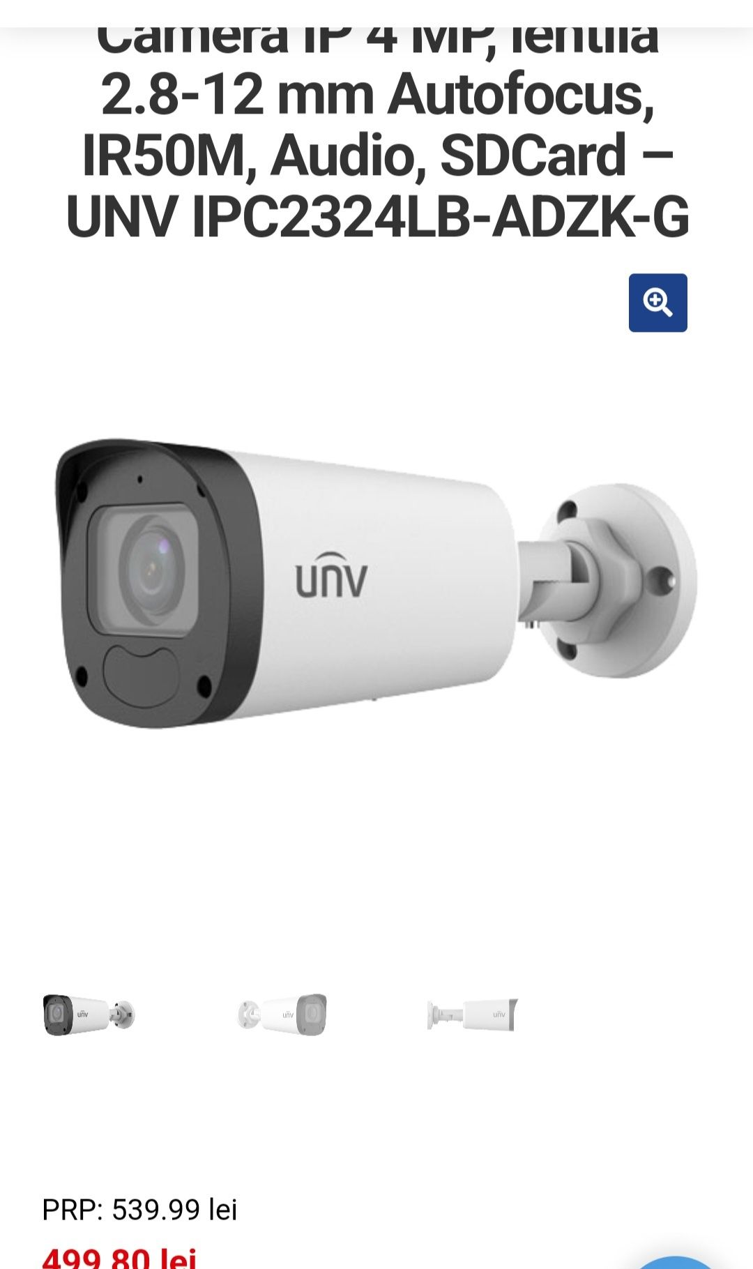 Cameră de supraveghere UNV  tip "bullet"