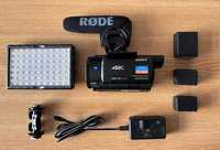 Camera video 4K Sony FDR-AX53 + microfon Rode + lumina +3 baterii noua