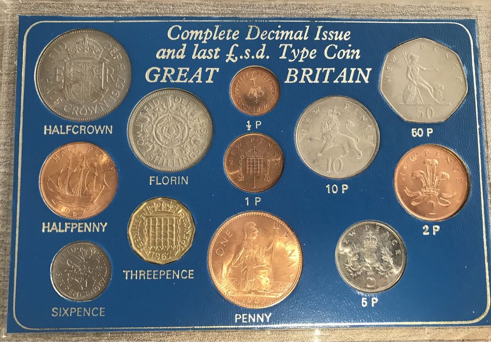 Сет от 12 монети Великобритания от 1967 г. Перфектен, колекционерски.