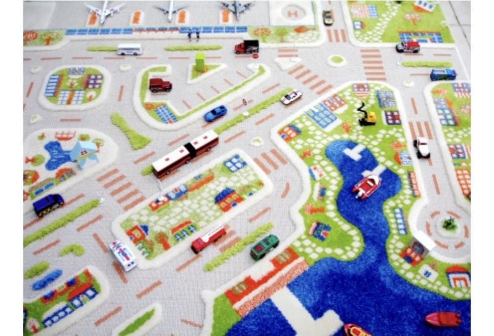 Covor pentru copii, senzorial 3D, Model Mini City
