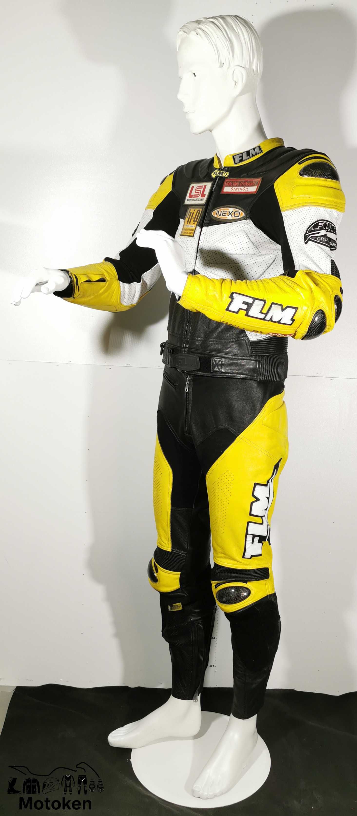 Costum moto piele FLM cu cocoasa marime 50