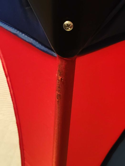 Pătuț bebe Juju roșu cu albastru și saltea Cocos