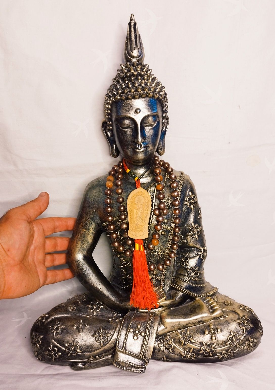 Statuetă Zeul Buddha meditând, din ceramică fină, 40cm.