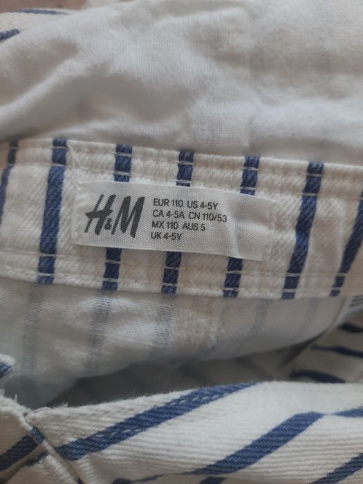 Детски дънков гащеризон бял H&M нов с етикет 4-5 години 110 см