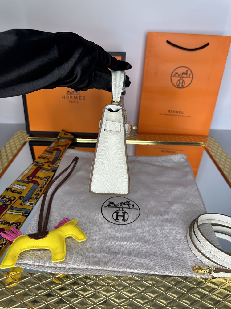 Geanta de lux HERMES Kelly mini 19 20 cm piele naturala 100% cadou 10