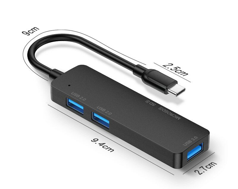 Четец на карти USB C ХЪБ 5 в 1 за мобилен телефон и компютър с SD, TF