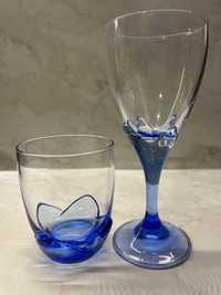 винтидж сервиз от синьо стъкло на Bormioli Rocco