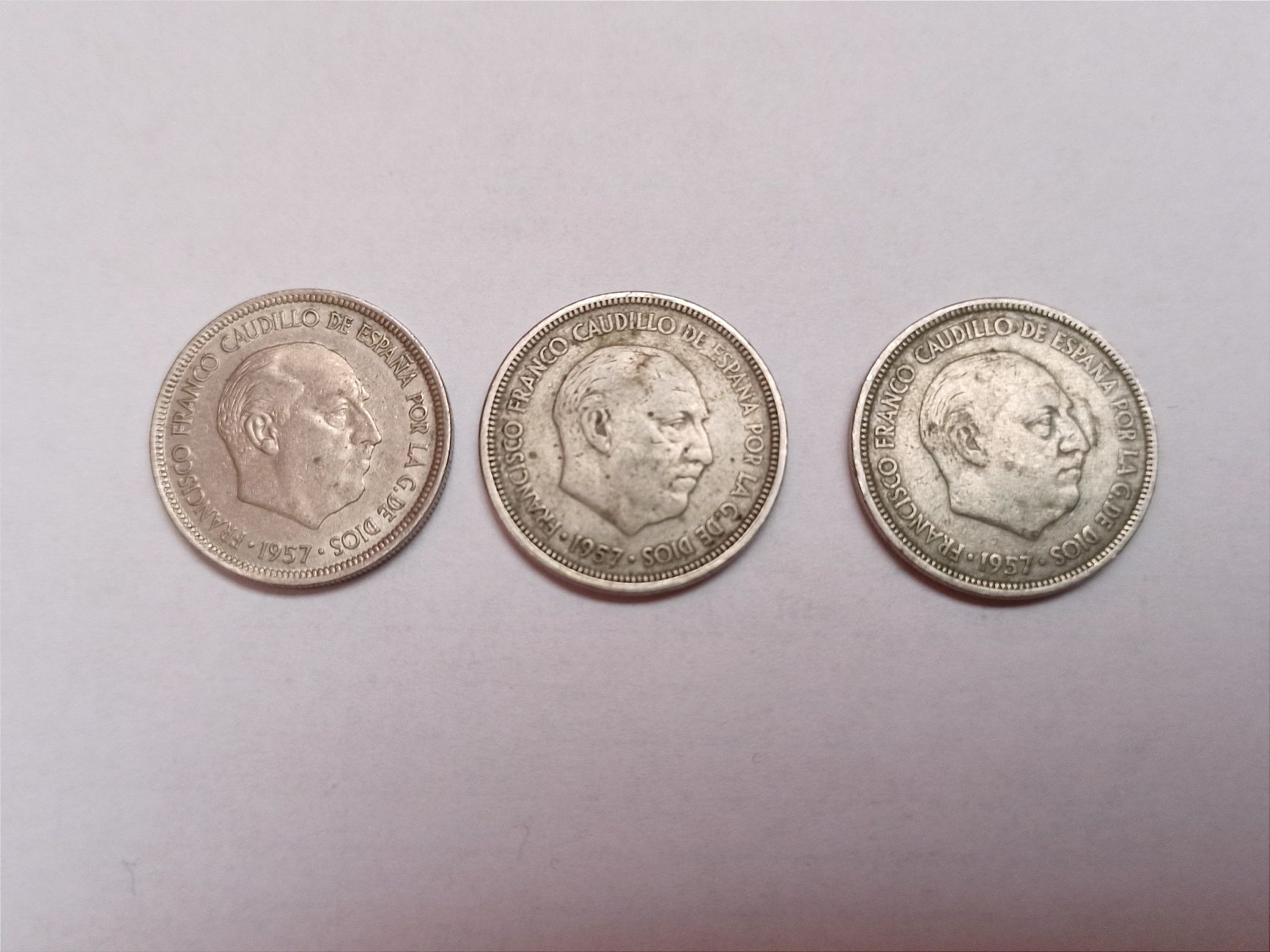 Lot 3 monede 5 pesetas 1957