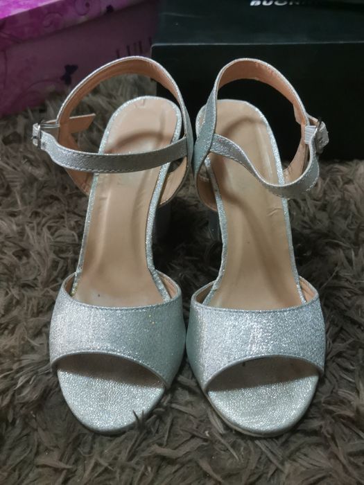 Sandale argintii glitter