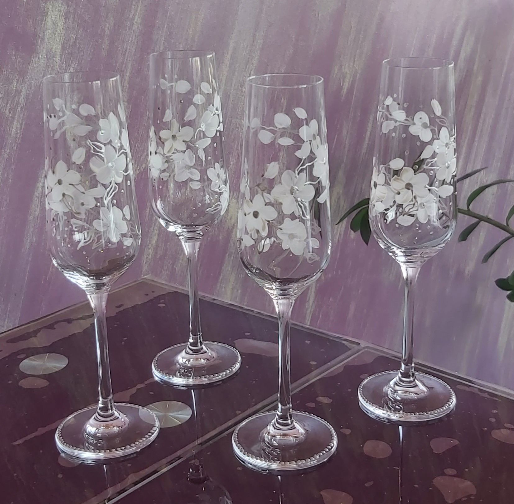РАЗПРОДАЖБА!!! Рисувани сватбени ритуални чаши-комплект от 2бр