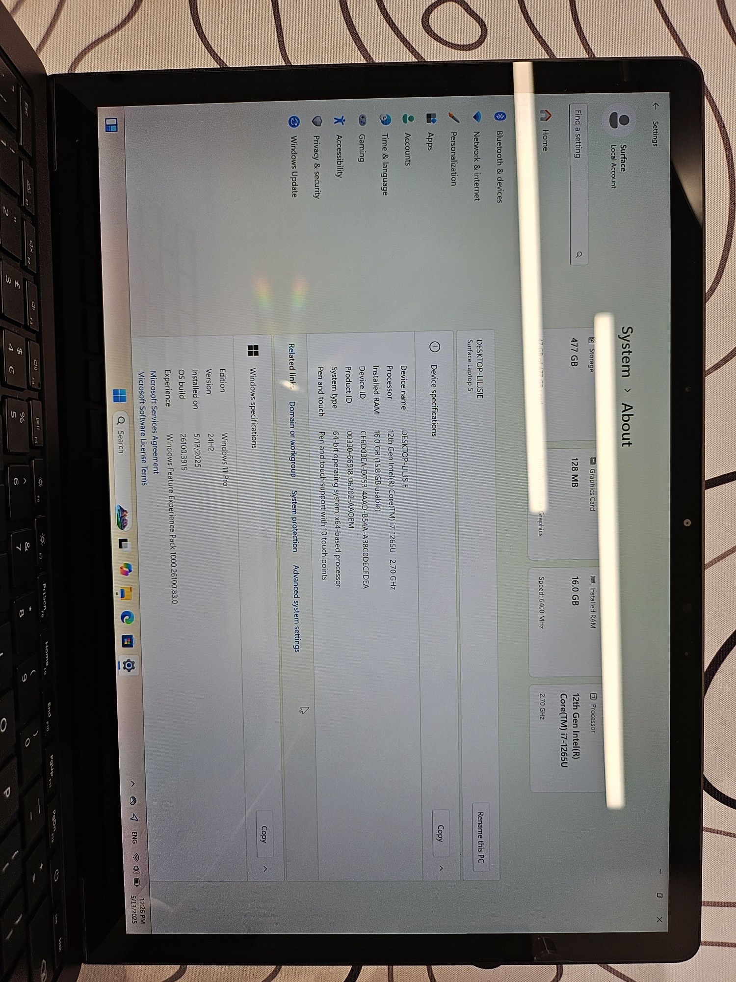 Продам ноутбук Microsoft surface Laptop 5 i7-12 / 16 ddr5 / 512 ssd