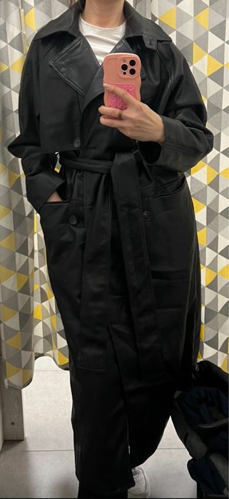 Черно тренч яке WEEKDAY от ЭКО кожа