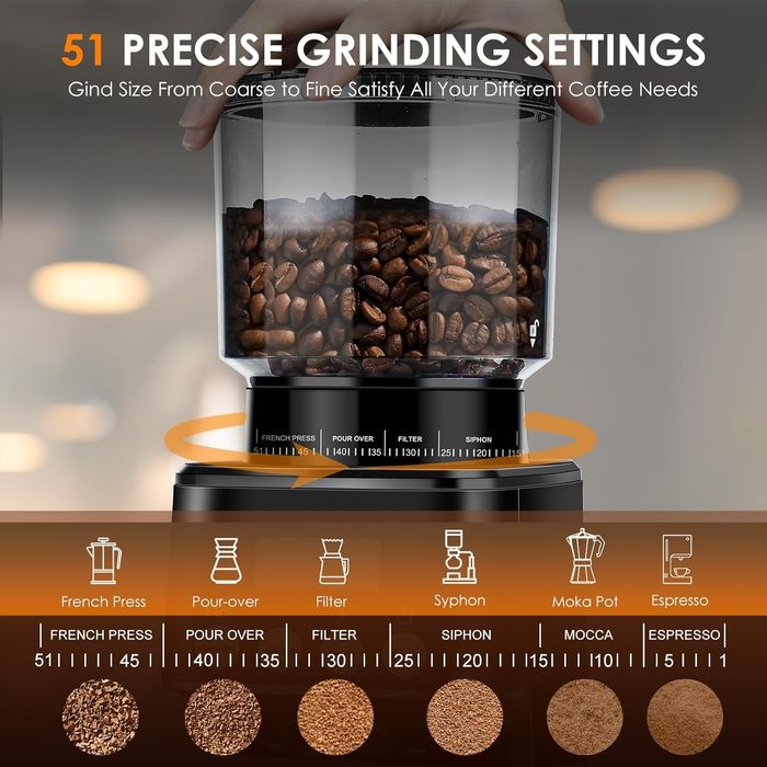 Електрическа кафемелачка, електронен дозатор, държачи за портафилтър