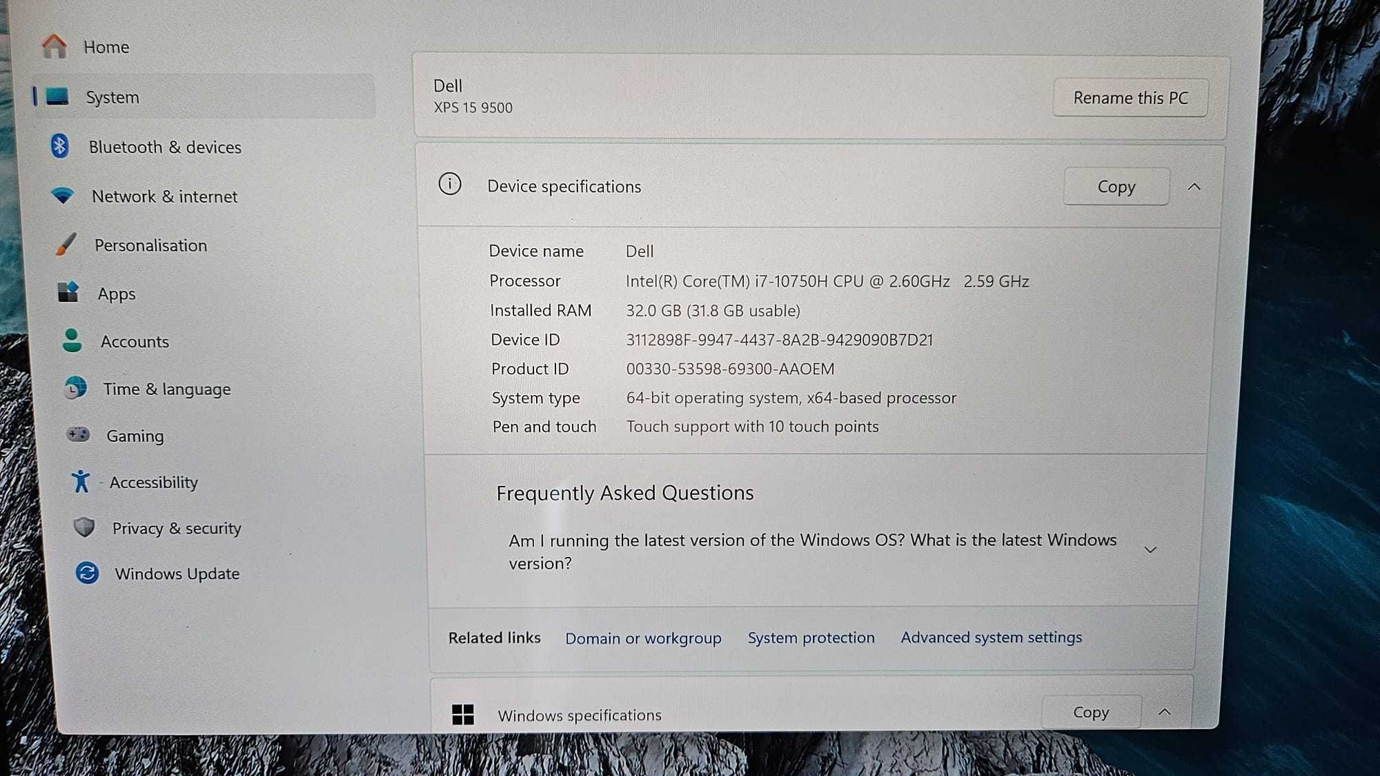 Dell XPS 15 9500