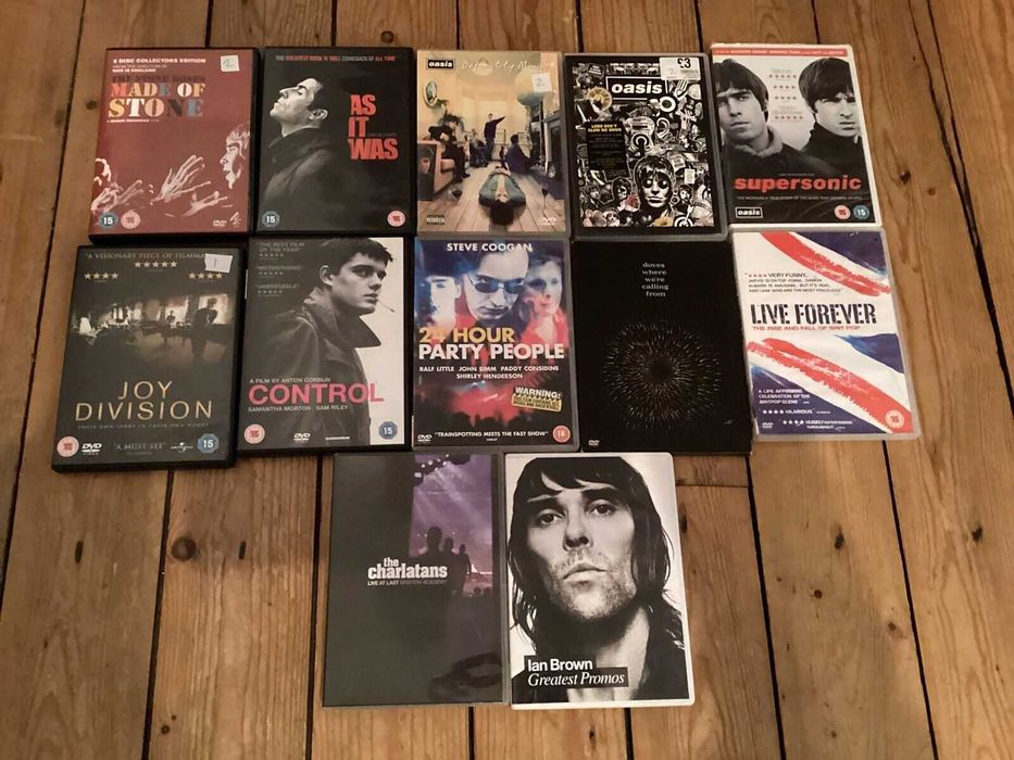 Colectie 12 DVD -uri Oasis , Joy Division ,  Stone Roses ,  Ian Brown