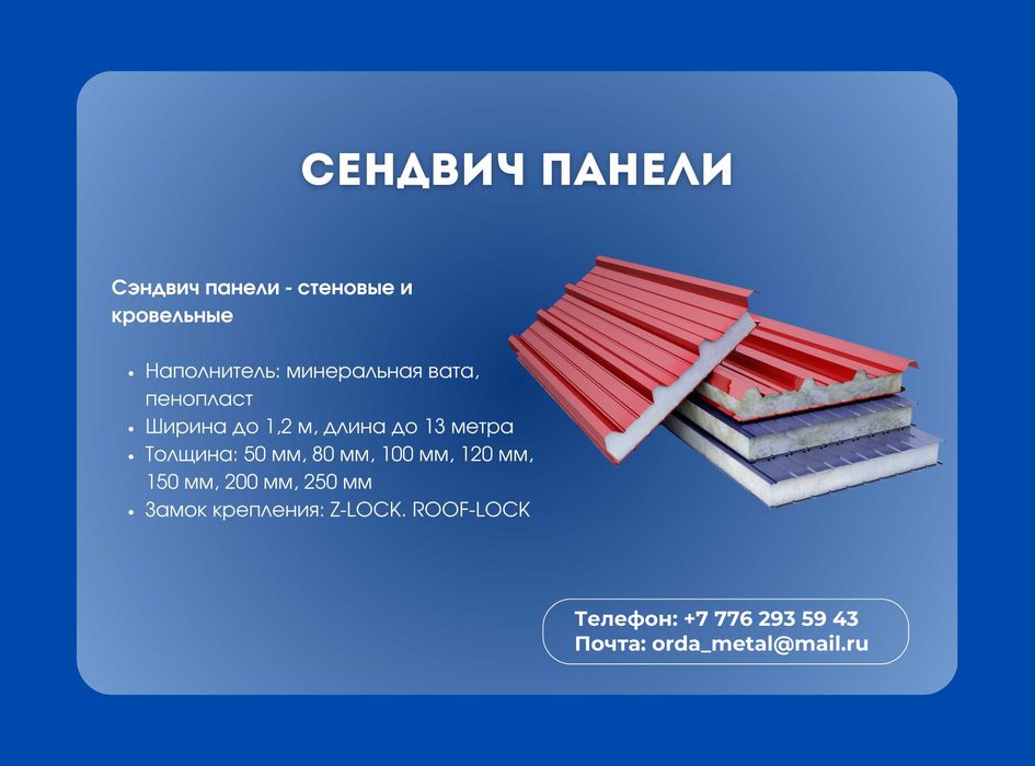 Сендвич панели. Стеновые. Кровельные. Мин плита. Под заказ