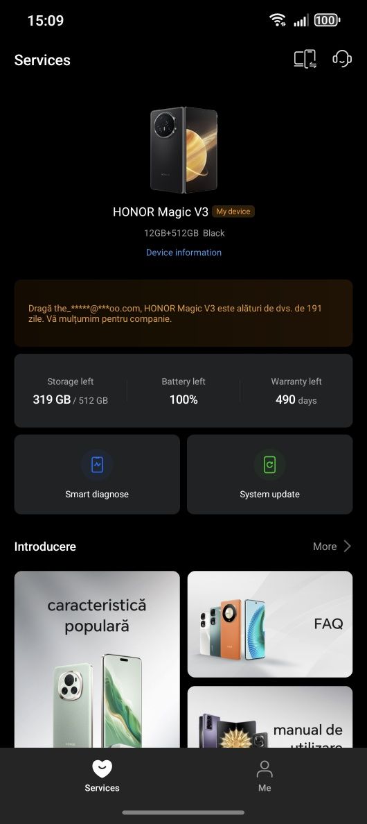 Honor Magic V3 512gb garantie, incarcator 66w