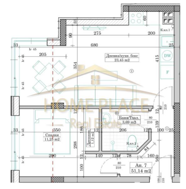 Продава се Двустаен апартамент в Варна, Левски - 59 кв.м за 1476 €/кв.м - Снимка #1