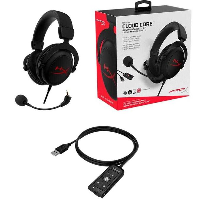 Наушники - Игровая гарнитура HyperX Cloud Core 7.1, Black
