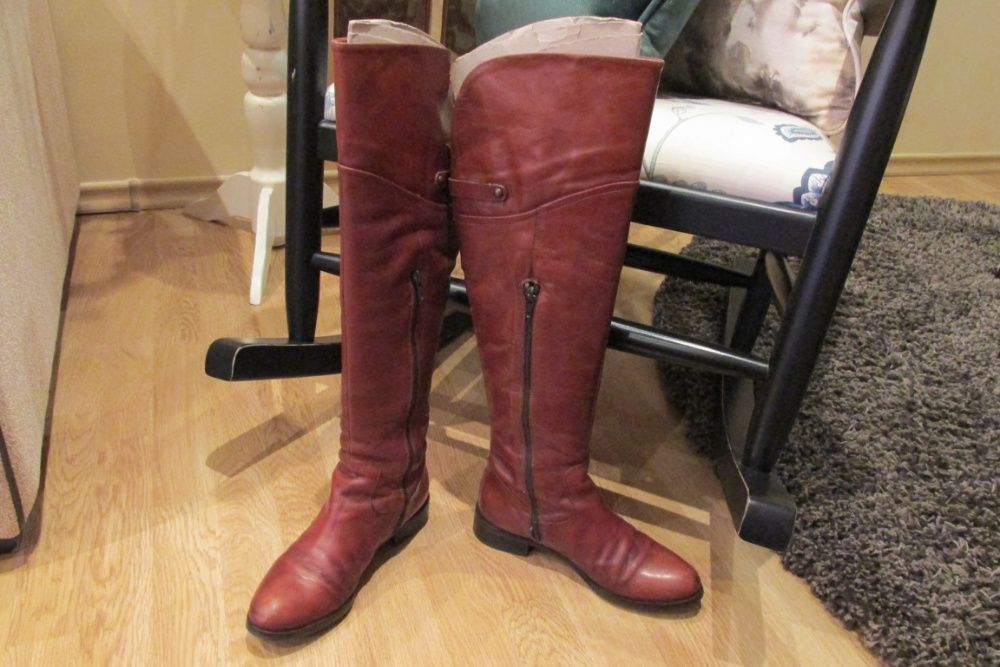 Cizme din piele cognac