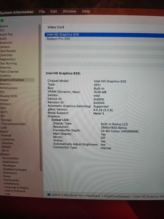 15' MacBook Pro A1707