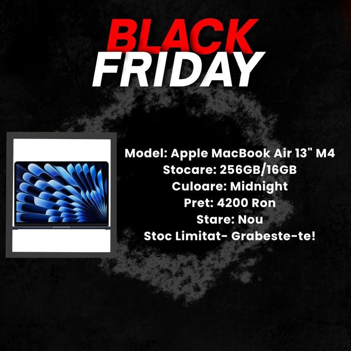 Black Friday!!! MacBook Air 13" M4 256gb/16gb Midnight/Garantie