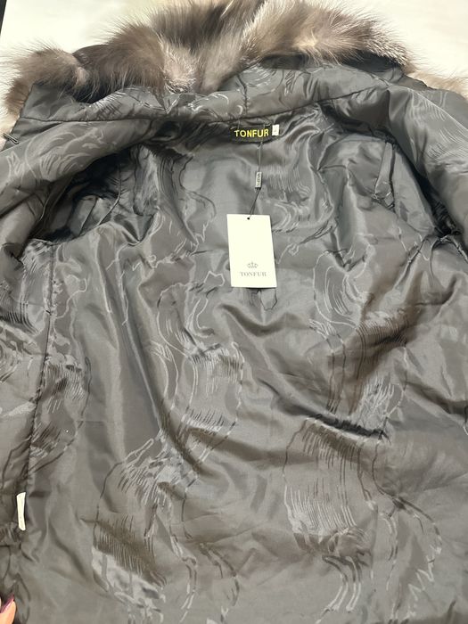 Haina din blana de vulpe cu gluga S-M noua