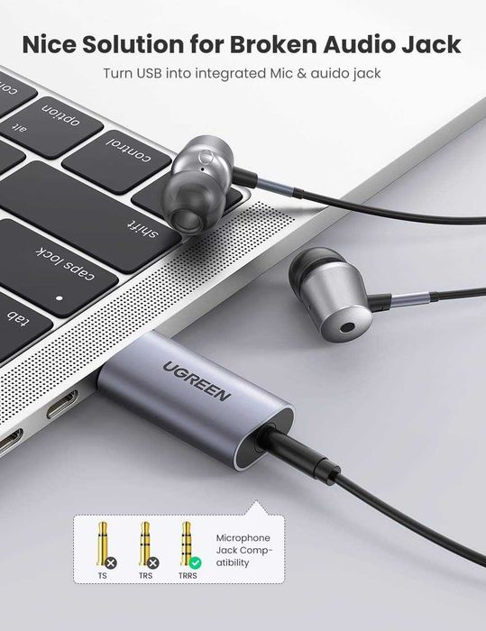 Внешняя звуковая карта UGREEN USB Sound Card CM383