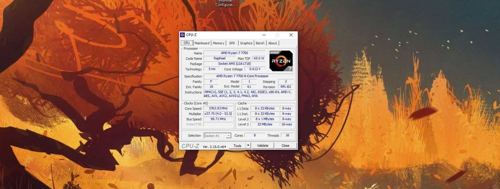 AMD Ryzen 7 7700, 8C/16T, 3.8ghz base/5.45 boost