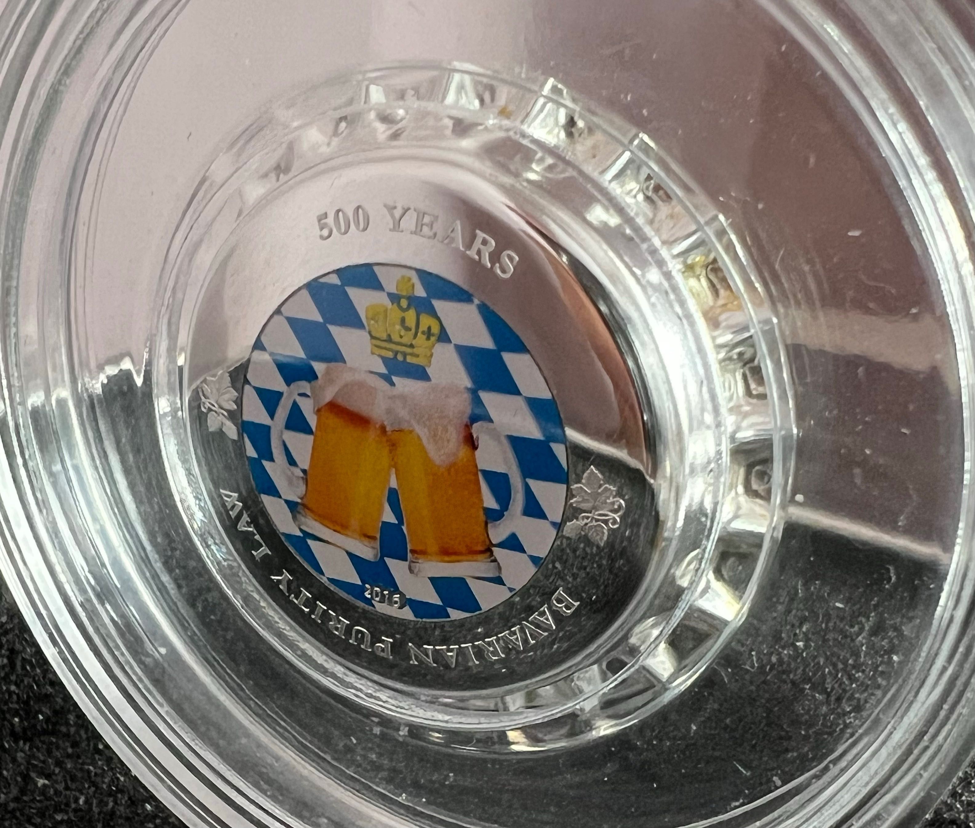 сребърна бирена капачка сувенир 1 Dollar 500 Years Bavarian Purity Law