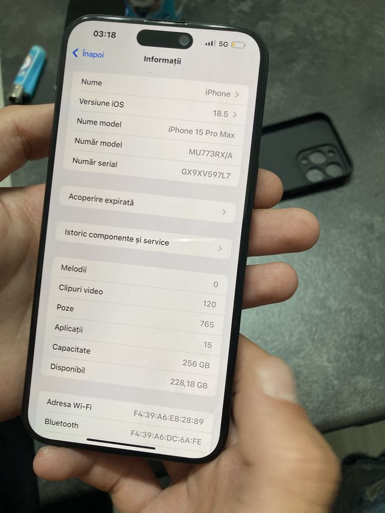 Iphone 15 Pro Max - 256GB - Titanium - Functioneaza perfect