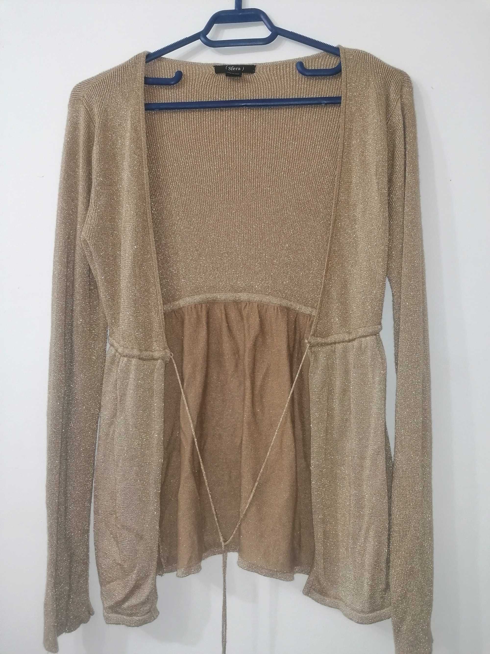 Cardigan auriu cu sclipici