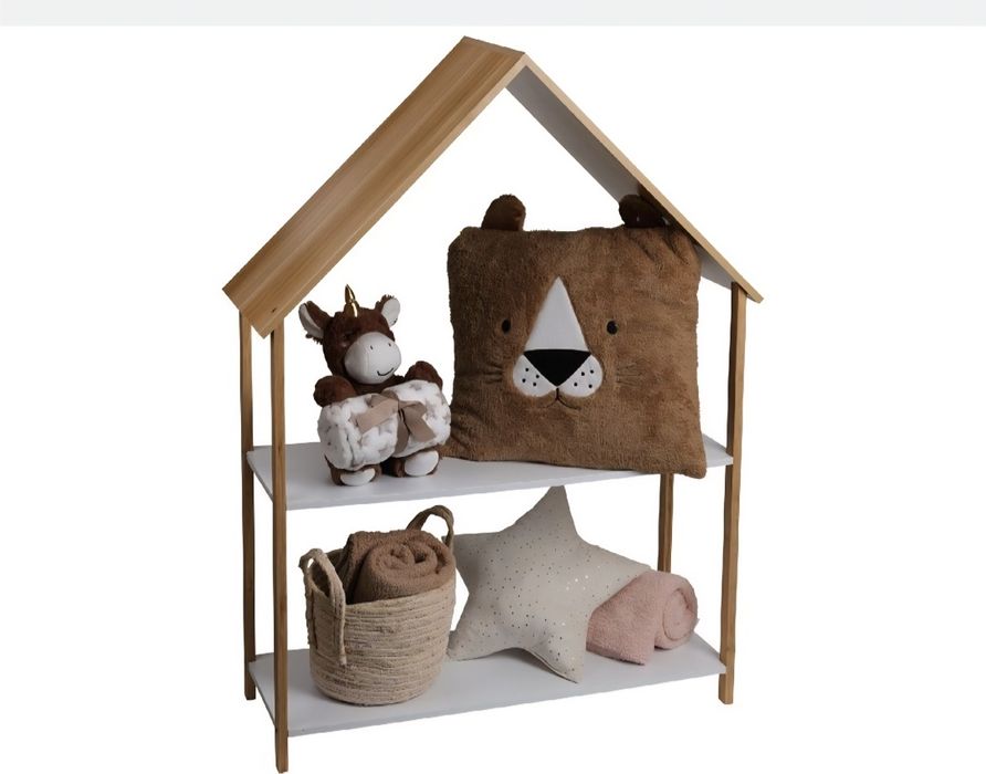 Детска Етажерка Къща дизайн с 2 рафта 80x30x108см библиотека за детска